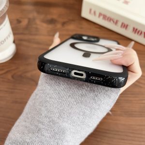Magnetic Frosted Phone Case for iPhone – Starry Speckled Edges, Slim Fit, MagSafe Wireless Charging Compatible - Image 5