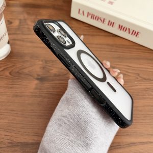 Magnetic Frosted Phone Case for iPhone – Starry Speckled Edges, Slim Fit, MagSafe Wireless Charging Compatible - Image 4