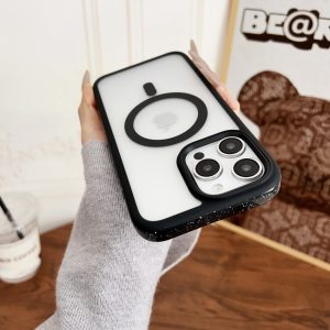Magnetic Frosted Phone Case for iPhone – Starry Speckled Edges, Slim Fit, MagSafe Wireless Charging Compatible - Image 2