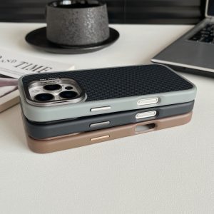 Carbon Fiber Texture Magnetic Case with Lens Stander for iPhone - Image 4