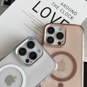 Pristine Transparent Magnetic Case with Alloy Lens Protection Frame for iPhone - Image 6