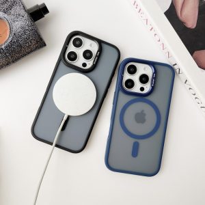 Frosted Matte Magnetic Case with Alloy Lens Holder/Stand for iPhone - Image 4