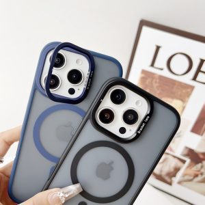 Frosted Matte Magnetic Case with Alloy Lens Holder/Stand for iPhone - Image 5