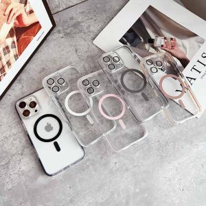 For iPhone Clear Magnetic Case with Lens Screen Protection Full Covered
