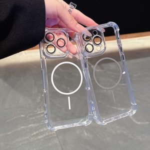 Transparent Hard PC Case with Lens Screen Protectors for iPhone - Shockproof & Scratch-Resistant