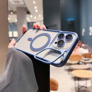 Transparent Magnetic Phone Case with Lens Stander for iPhone - Image 2